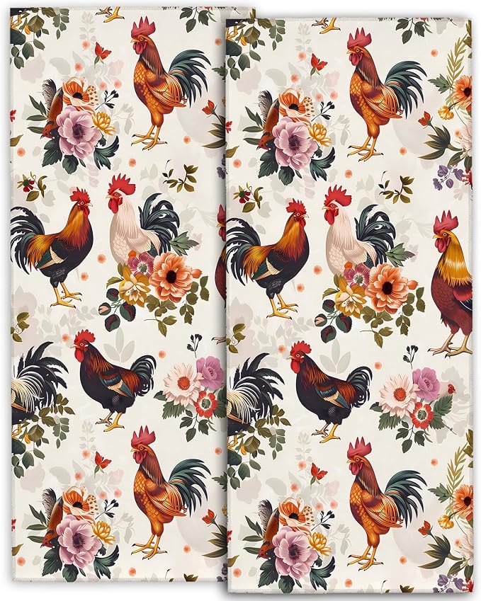 Cute Rooster Hand Towels by amepay
