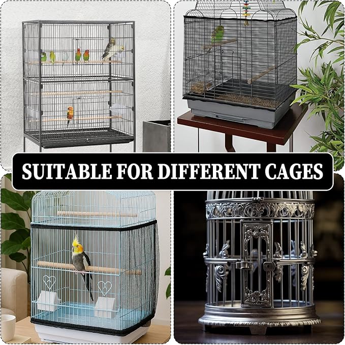Large Bird Cage Seed Catcher, Stretchy Bird Cage Cover, Soft Nylon Mesh Skirt - Image 5