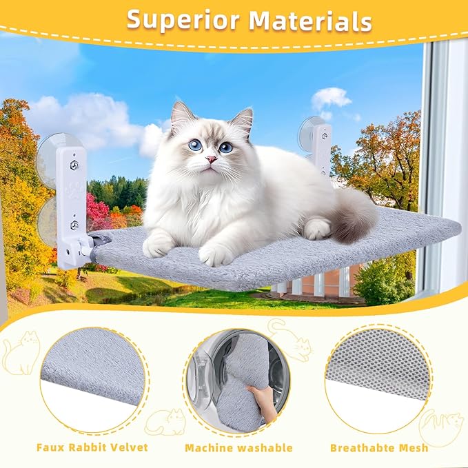 Cat Window Perch, Foldable Cat Window Hammock Sunbathing and Climbing Cats - Image 3