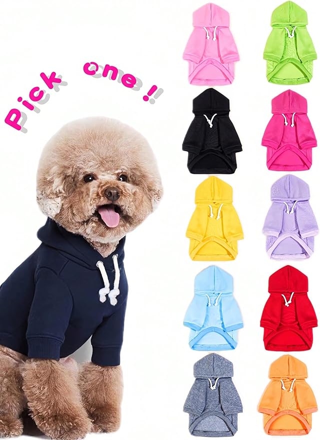 QWINEE Basic Dog Hoodie Sweatshirt Puppy Sweater Warm Cat Costumes Pet Clothes - Image 8