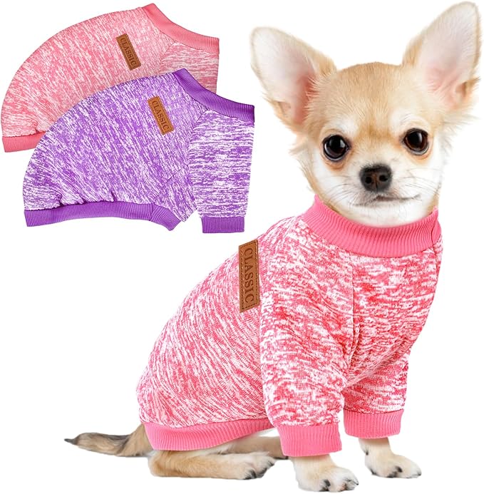 2 Pcs Dog Sweaters for Small Dogs Girl Boy Winter Fleece Clothes Warm Soft Dog by BAOBICUTE