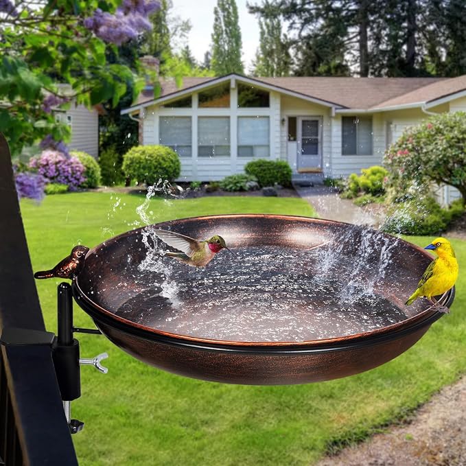 DREAMSOUL Deck Mounted Bird Bath Metal Birdbath Bowl Unheated - Image 9