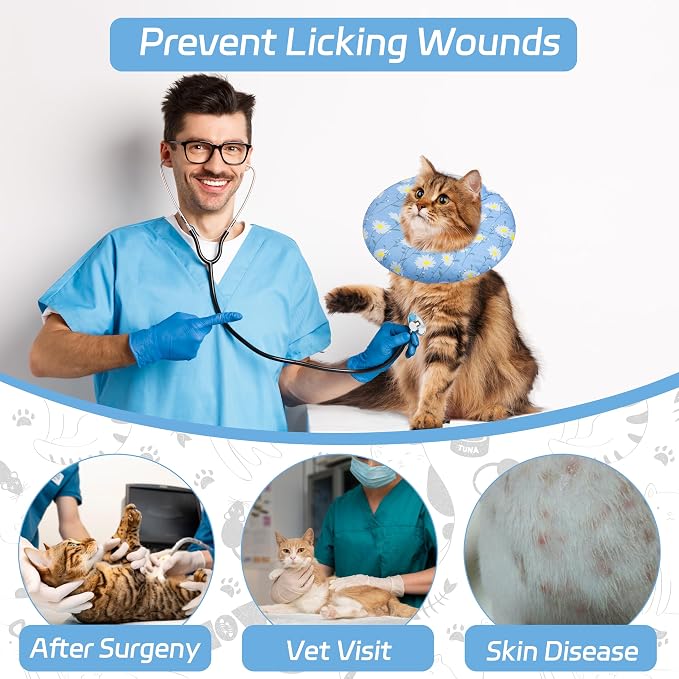 Cat Cone Collar Soft, Adjustable Cat Recovery Collars Kitten Cones to Stop - Image 6