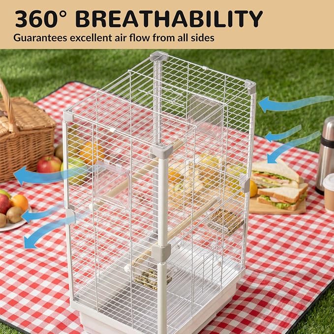 24" Portable Double-Layer Bird Cage, Travel Parrot Carrier - Image 4
