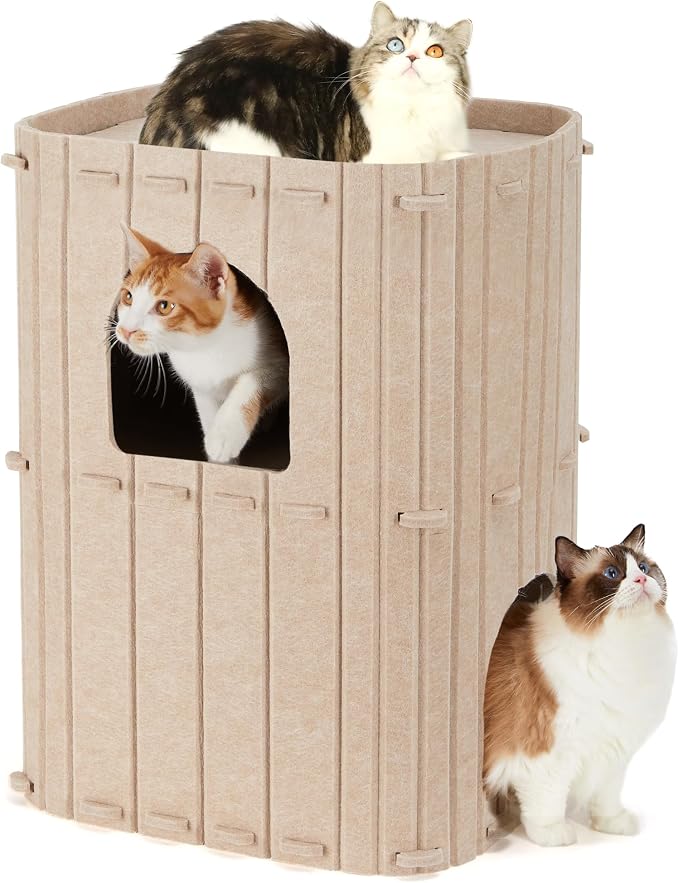 FUKUMARU Cat House for Indoor Cats, 23.62 Inch Large Cat Bed Cave Condo by FUKUMARU