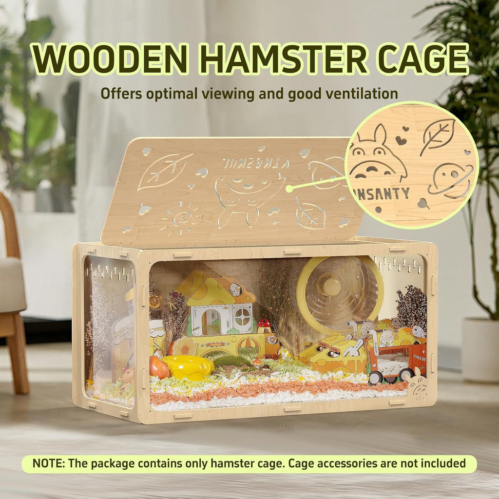 31.5 inch Wooden Hamster Cage, Large Habitat, Openable Top - GlobalHabitat Supply