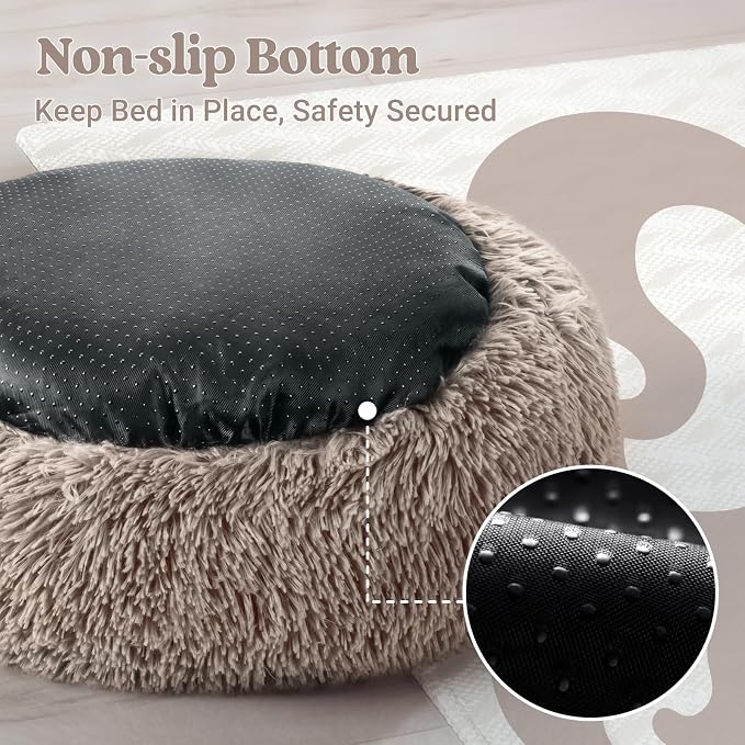 rabbitgoo Cat Beds for Indoor, 20 inches Machine Washable, Fluffy Round Pet Bed - Image 7