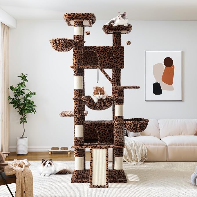 Allewie 81 Inches Tall Cat Tree/Multi-Level Large Climbing Tree House and Towers - Image 2