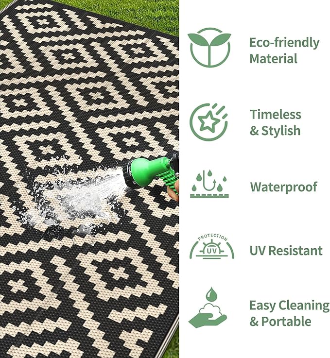 GENIMO Outdoor Rug for Patio Clearance, Reversible Plastic Straw Rugs for RV - Image 5
