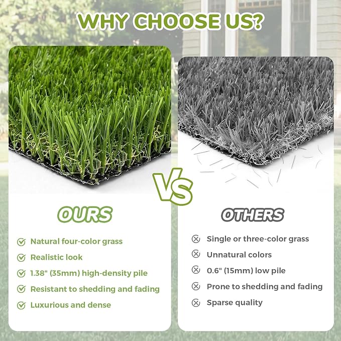 Artificial Grass Rug Indoor Outdoor, 6 x 10FT Faux Grass Turf - Image 6