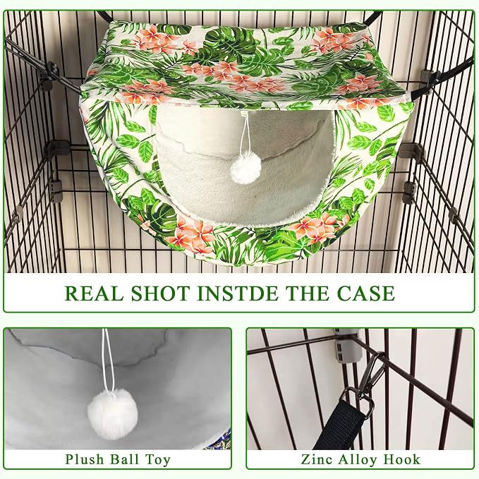 JSPYFITS Cat Cage Hammock with Ball, Double Layer Hanging Adjustable Soft Pet - Image 9