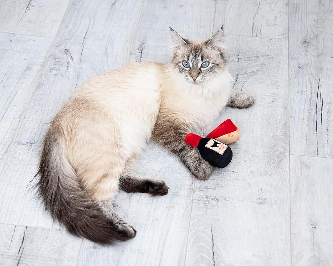 Pearhead Pet Cheese & Wine Cat Toys Set of 2 – Plush Catnip Toys - Image 8