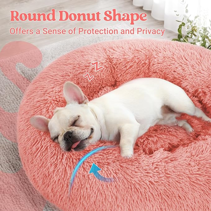 rabbitgoo Dog Bed for Small, 24 inches Machine Washable, Fluffy Donut Pet Bed - Image 4