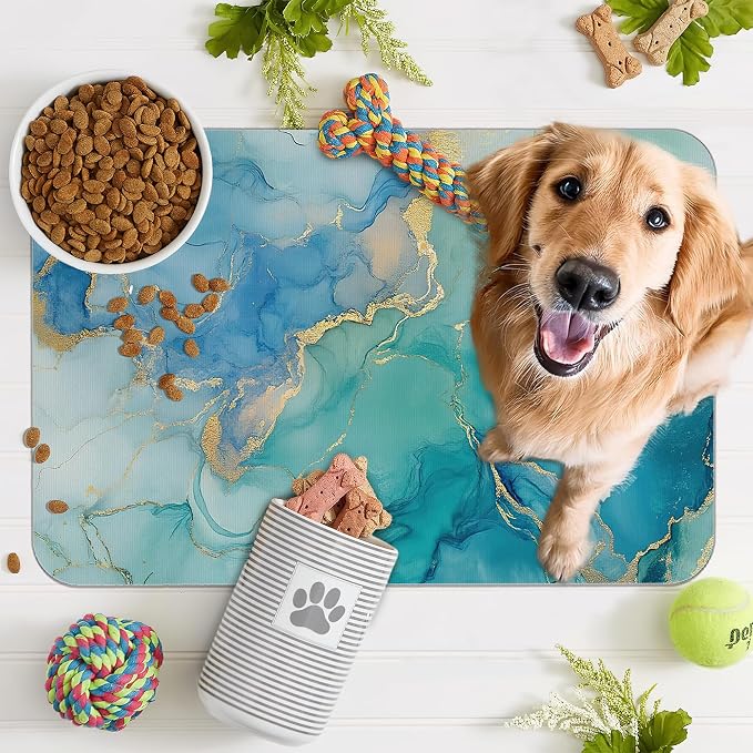 Marble Dog Cat Food Mat, Non-Slip Water Bowl Placemat, Indoor Pet Accessories - Image 7