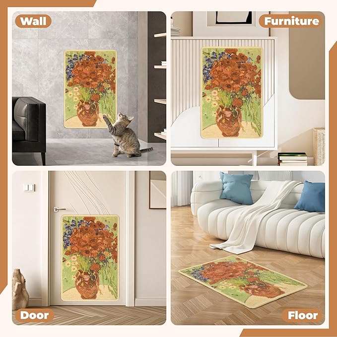 Sisal Cat Scratcher Mat, Cat Wall Scratcher - Image 6