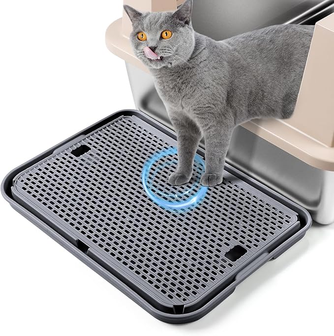Large Cat Litter Box Step Mat, 16.5"x11.2" Cat Ramp Stairs, Cat Litter Catcher by Bartuke