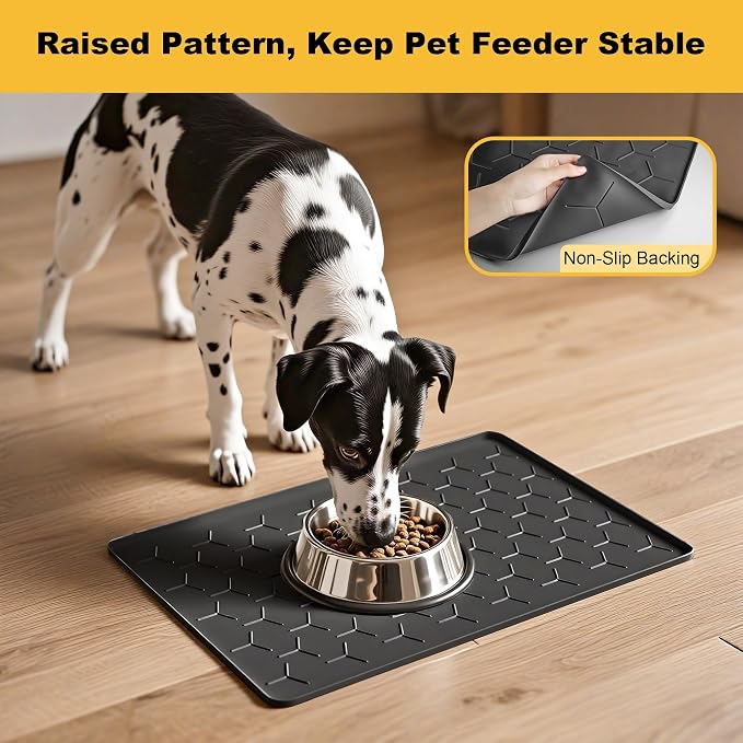 Pieviev 24''x16'' Dog Cat Food Bowl Mat, Silicone Waterproof Food Grade Pet - Image 7