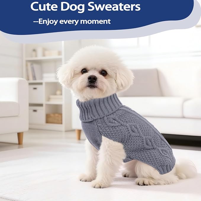 Dog Sweaters Small Dog Clothes Winter Turtleneck Puppy Sweater Warm Pet Cat - Image 2