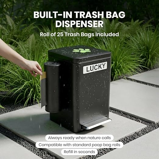 Dog Poop Trash Can Outside, 6L Metal Outdoor Dog Waste Bin - Image 5