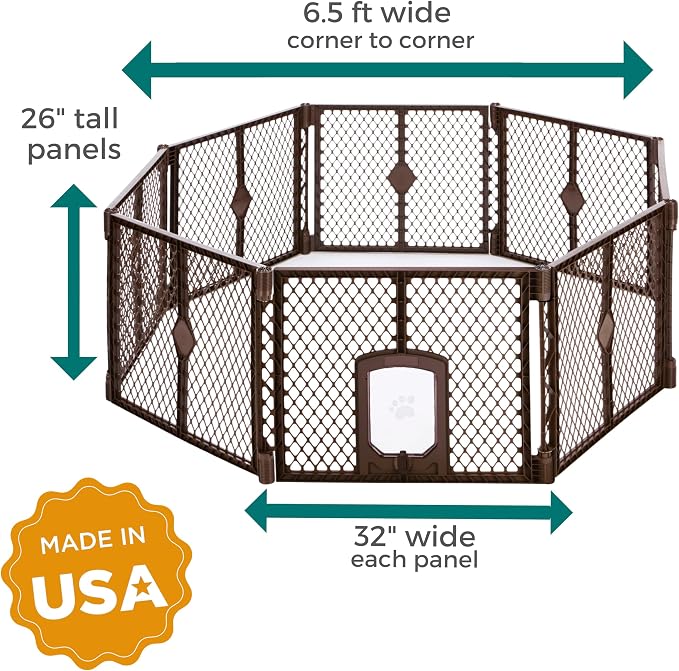 MyPet 8-Panel Petyard Passage: 6.5 ft. Wide 26 in. Tall Brown Freestanding - Image 8
