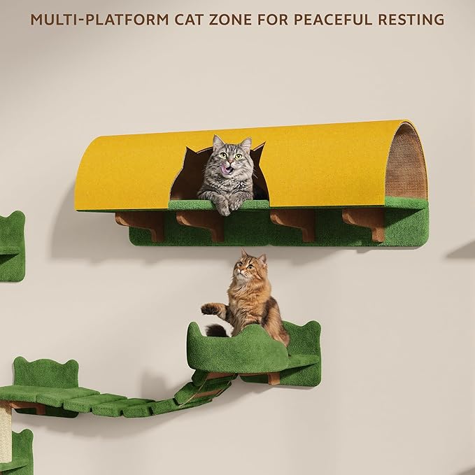 20-in-1 Cat Wall Shelves, Wall Mounted Cat Furniture w/Plush Fabric, Cat - Image 7