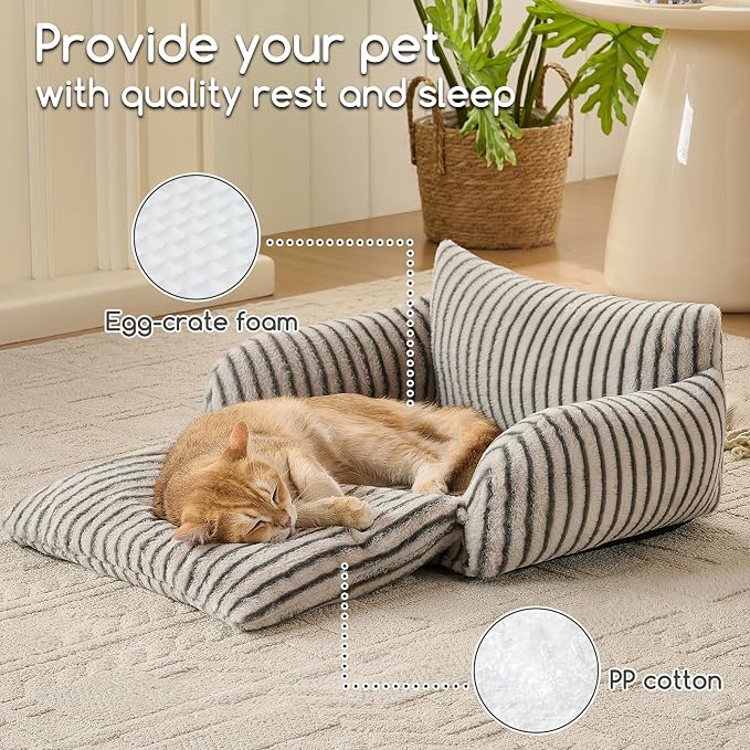 Hollypet Cat Bed Fluffy Plush Mutifuctional Double-Layer Soft Pet Couch - Image 5