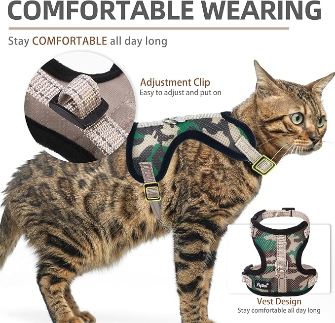 PUPTECK Cat Harness and Leash Set Escape Proof, Reflective Adjustable Soft Mesh - Image 4