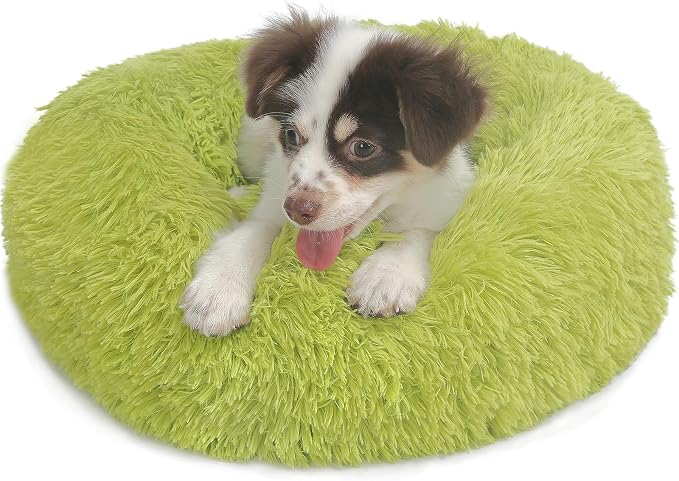 Calming Donut Dogs Beds for Small Dogs Washable, 19inch Fluffy Round Puppy Bed by nononfish