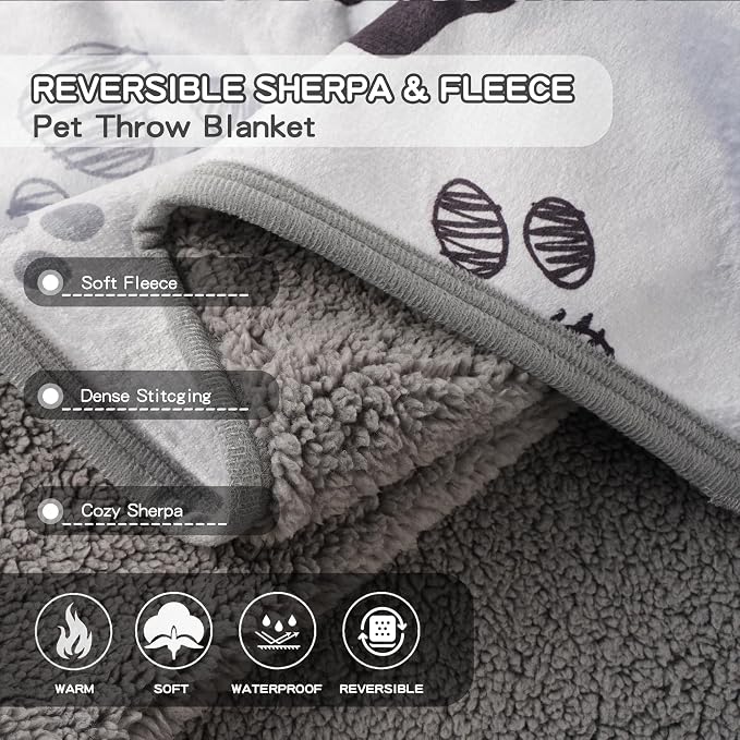 Waterproof Dog Blankets, Soft Fluffy Sofa Car Bed Protector, Reversible Sherpa - Image 4