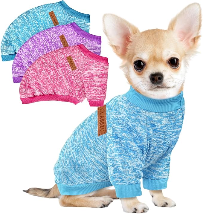 3 Pack Dog Sweaters for Small Dogs Girl Boy Winter Fleece Clothes Warm Soft Dog by BAOBICUTE