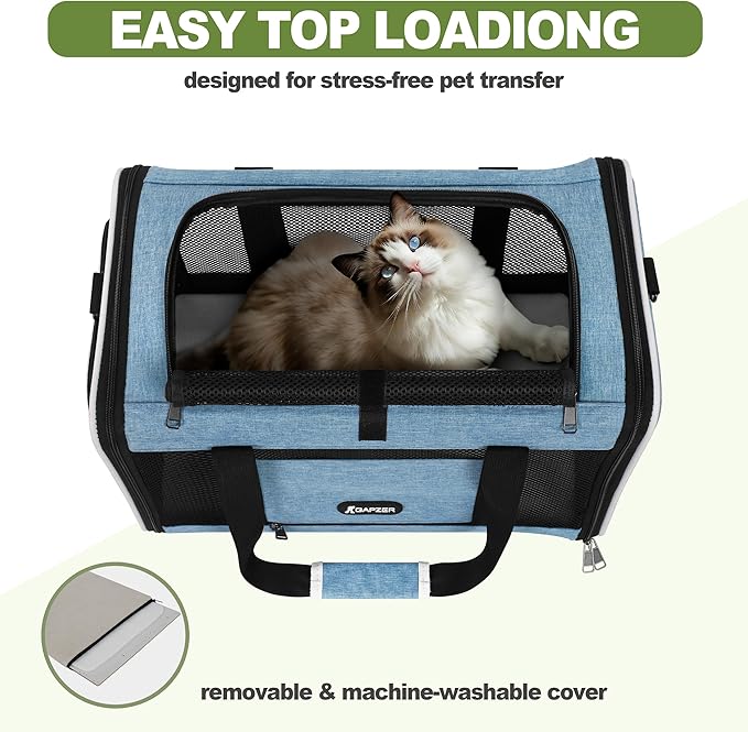 Cat Carrier 18 x 11 x 11 Top Loading Soft-Sided Pet Travel Bag Over 15lbs - Image 6