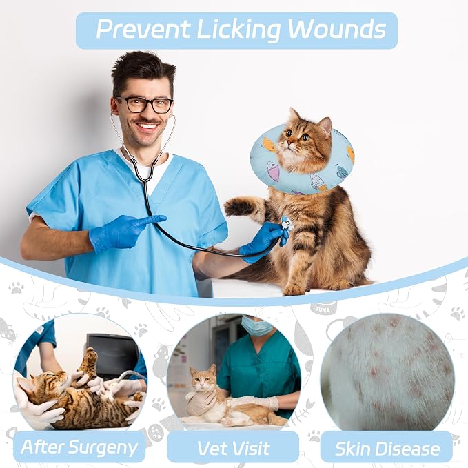Cat Cone Collar Soft, Kitten Spay Soft Cones to Stop Licking, Cat Neck Donut - Image 6