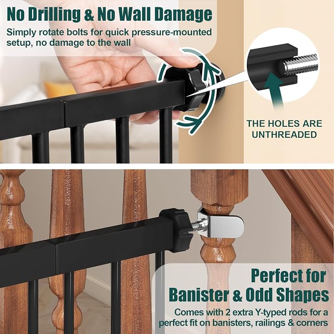 keny 36" Extra Tall Baby Gate for Doorways, Fits Openings 29.7" to 46" Wide - Image 4