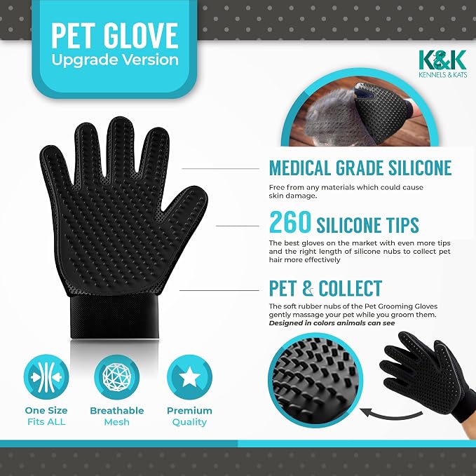 KENNELS & KATS Pet Grooming Gloves | Deshedding Glove - Image 2