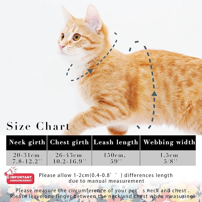 Cat Harness and Leash Set, Adjustable Kitten Harness Escape Proof Cats Harness - Image 6