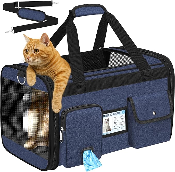 HUANLANG Cat Carrier Airline Approved, Soft-Sided Dog Carriers by HUANLANG