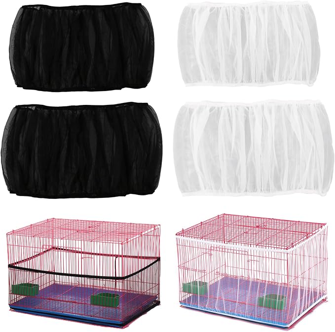 4 PCS Bird Cage Cover, Universal Bird Cage Seed Catcher, Adjustable Elastic by Unknown