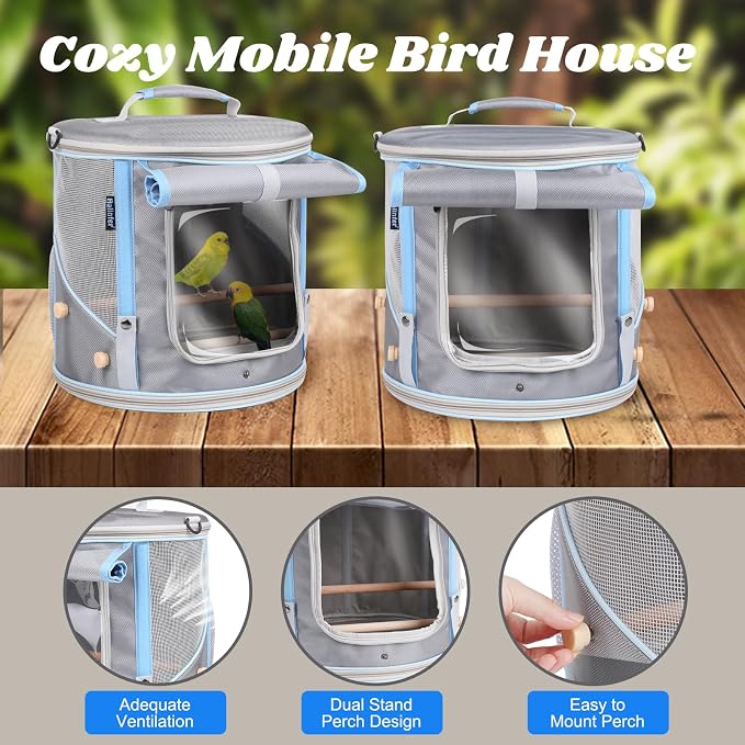 Bird Travel Carrier Cage for Small to Medium Size, Portable Parrot Parakeet - Image 4