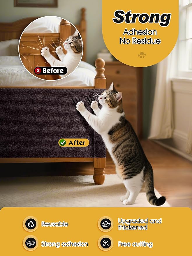 78.7"x15.8" Cat Scratch Mat, Trimmable Self-Adhesive Carpet, DIY Climb Cat - Image 4