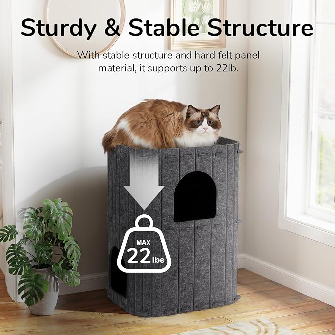 FUKUMARU Cat House for Indoor Cats, 23.62 Inch Large Cat Bed Cave Condo - Image 8