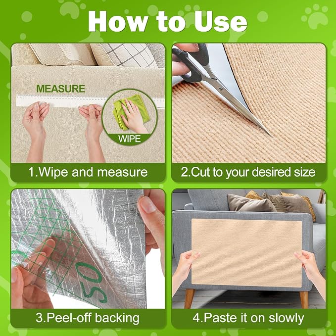 Bed Cat Scratcher Pad, 47.2"x15.8"Cat Scratching Mat, Self-Adhesive Trimmable - Image 5
