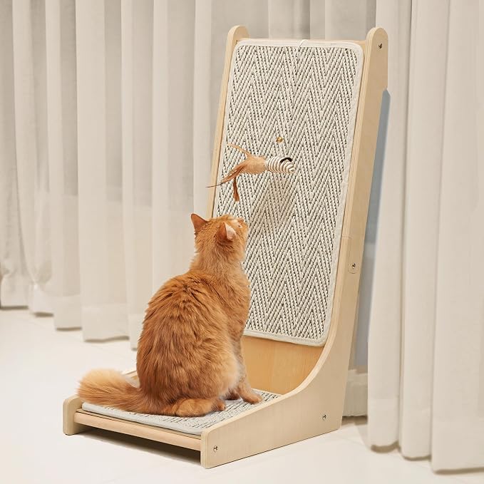 PETKARAY 105° Cat Scratcher, Sisal Kitty Scratch Pad, L Shape Scratching Board by PETKARAY