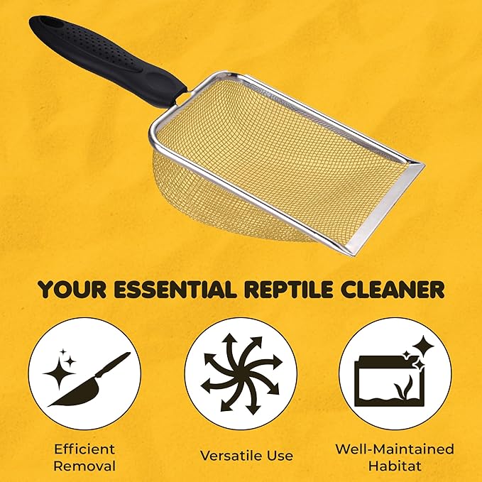 SunGrow Reptile Sand Scoop, Stainless Steel Fine Mesh Net - Image 3