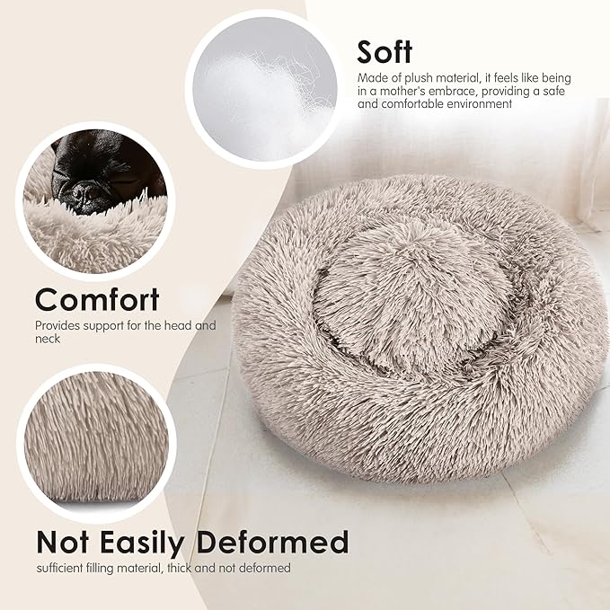 Dogs Bed for Small Dogs, Anti-Anxiety Washable Round Bed - Image 4