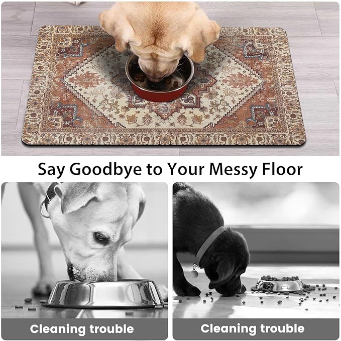Dog Food Mats for Floors, Absorbent and Quick-Drying Pet Cat Food Mat, - Image 3