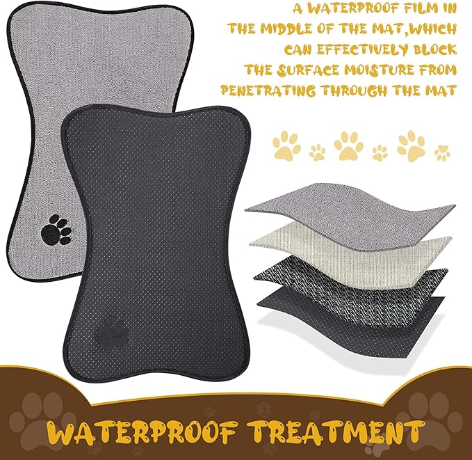 Breling Dog Mat for Food and Water 2 Pieces Bone Shape Non-Slip Pet Feeding Mat - Image 3