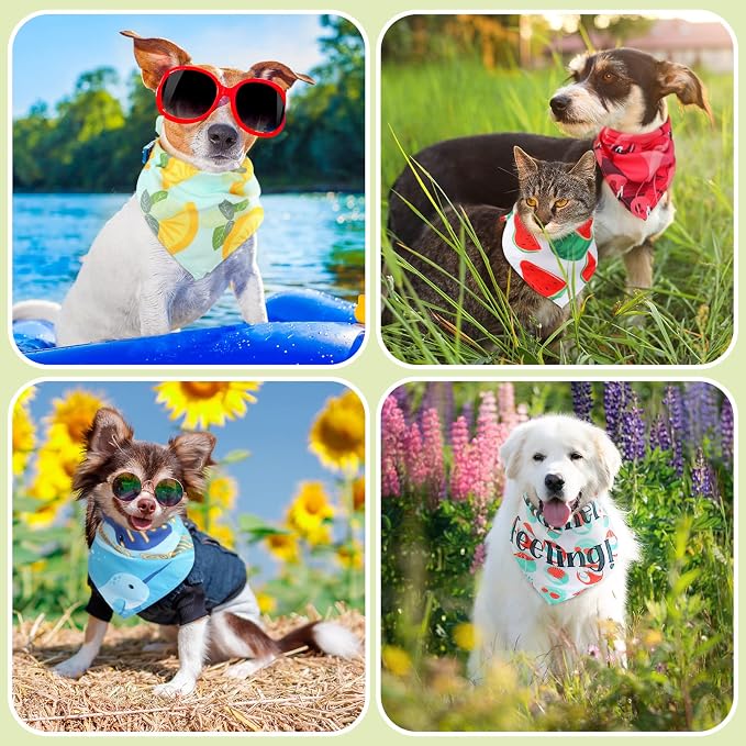 Chunful 50 Pcs Dog Bandanas Bulk Summer Flora Dog Bandanas Pet Triangle Scarf - Image 5