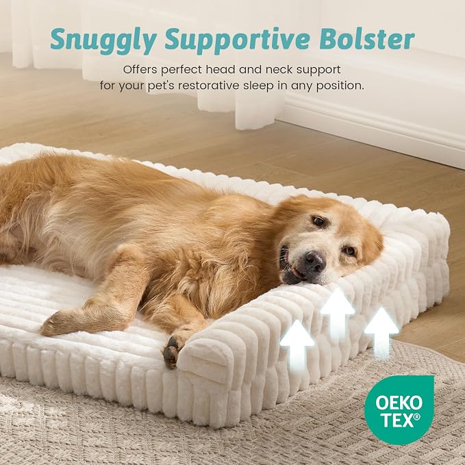 Cute Dog Bed for Large Dogs, Faux Rabbit Fur Orthopedic Foam Dog Bed - Image 7
