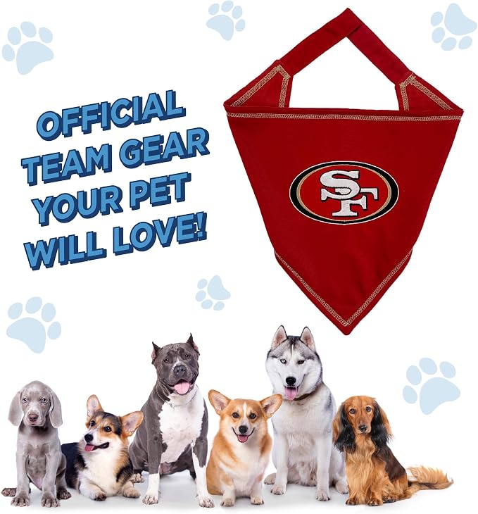 Pets First NFL San Francisco 49ERS Tie Bandana, Large/X-Large. Dog Cat Scarf Bib - Image 4
