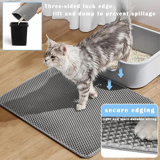 HCY&WLD 2-Pack Cat Litter Mat, Double Layer Honeycomb Waterproof Urine Proof - Image 5